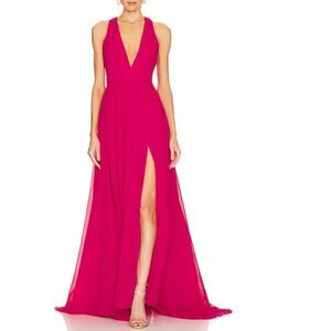 NWT YAURA Foluke Dress Pink maxi gown chiffon Revolve UK 8 US 6